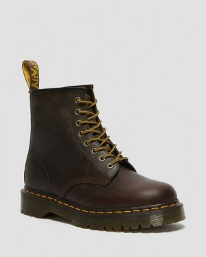 Dr Martens 1460 Bex Crazy Horse Leather Women Lace Up Boots Dark Brown | USA-126305