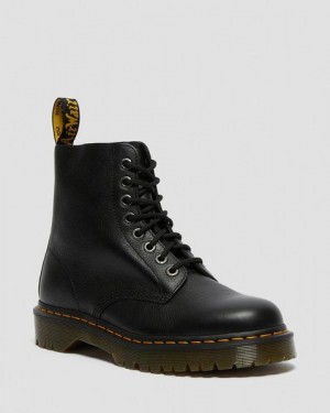 Dr Martens 1460 Bex Pisa Leather Men Lace Up Boots Black | USA-781234