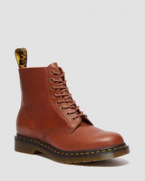 Dr Martens 1460 Carrara Leather Women Lace Up Boots Brown | USA-680719