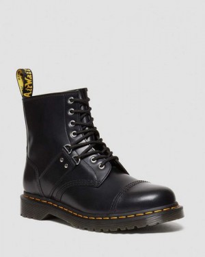 Dr Martens 1460 Hardware Polished Smooth Leather Men Lace Up Boots Black | USA-74251