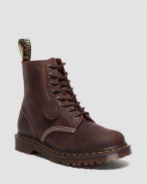 Dr Martens 1460 Made in England Wax Commander Women Lace Up Boots Dark Brown | USA-389157