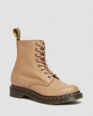 Dr Martens 1460 Virginia Women Leather Boots Brown | USA-825461