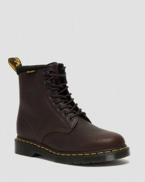 Dr Martens 1460 Warmwair Leather Men Lace Up Boots Dark Brown | USA-869507