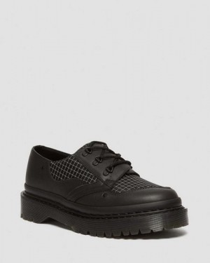 Dr Martens 1461 Bex Ripstop Grid Men Oxford Shoes Black / White | USA-346782