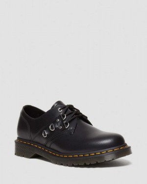 Dr Martens 1461 Hardware Polished Smooth Leather Men Oxford Shoes Black | USA-641907