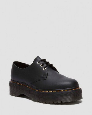 Dr Martens 1461 Platform Genix Nappa Reclaimed Leather Women Oxford Shoes Black | USA-234071