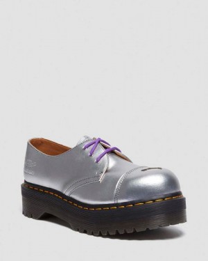 Dr Martens 1461 Platform MADEME Leather Men Oxford Shoes Silver | USA-563890