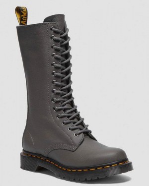 Dr Martens 1B99 Virginia Leather Mid Women Calf Boots Grey / Black / Yellow | USA-173026