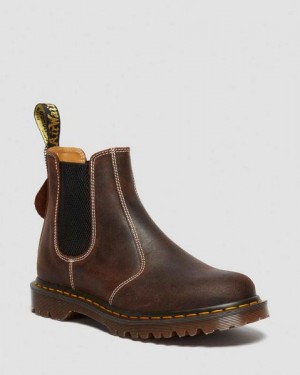 Dr Martens 2976 Made in England Wax Commander Women Chelsea Boots Dark Brown | USA-170856