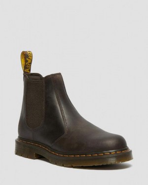 Dr Martens 2976 Slip Resistant Leather Men Chelsea Boots Dark Brown | USA-738215