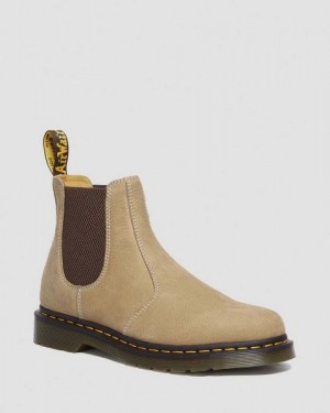 Dr Martens 2976 Tumbled Nubuck Leather Women Chelsea Boots Brown | USA-104295