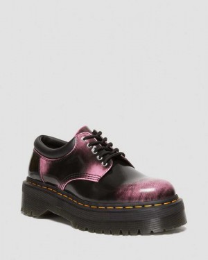 Dr Martens 8053 Distressed Leather Platform Women Casual Shoes Black / Pink | USA-281364