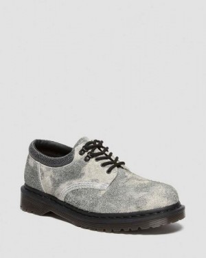 Dr Martens 8053 Stonewashed Suede Platform Women Casual Shoes Grey / Black / White | USA-967315