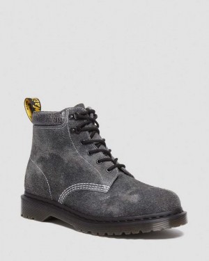 Dr Martens 939 Stonewashed Suede Men Lace Up Boots Grey / Black / Yellow | USA-421068