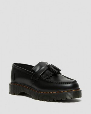 Dr Martens Adrian Bex Smooth Leather Tassel Women Loafers Black | USA-71258