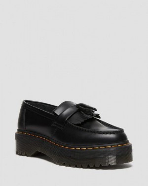 Dr Martens Adrian Leather Platform Tassel Men Loafers Black | USA-563092