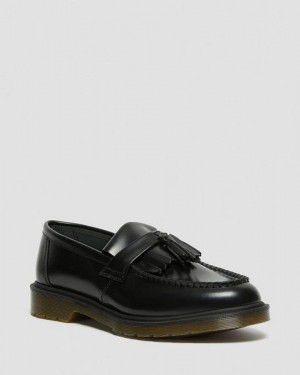 Dr Martens Adrian Smooth Leather Tassel Women Loafers Black | USA-197684