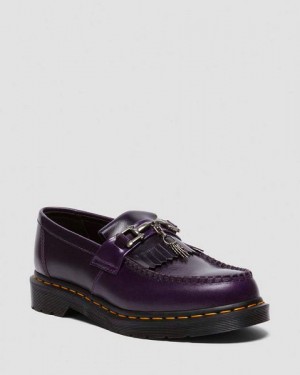 Dr Martens Adrian Snaffle Bone Charm Tassel Women Loafers Purple | USA-780526