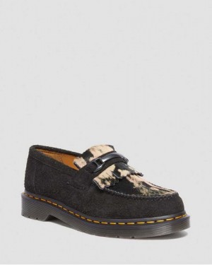 Dr Martens Adrian Snaffle Hair-on Loafer Men Loafers Black / Beige | USA-652740