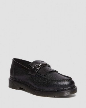 Dr Martens Adrian Snaffle Pebble Grain Leather Kiltie Women Loafers Black | USA-256913