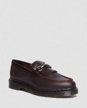 Dr Martens Adrian Snaffle Pebble Grain Leather Kiltie Women Loafers Burgundy | USA-52896