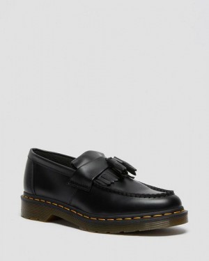 Dr Martens Adrian Stitch Leather Tassel Women Loafers Black | USA-734920