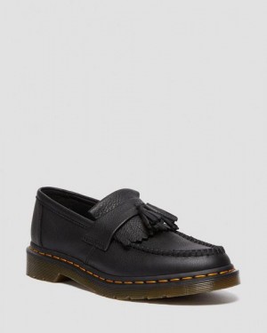 Dr Martens Adrian Virginia Leather Tassel Women Loafers Black | USA-869341