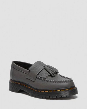 Dr Martens Adrian Virginia Leather Tassel Women Loafers Grey | USA-810359