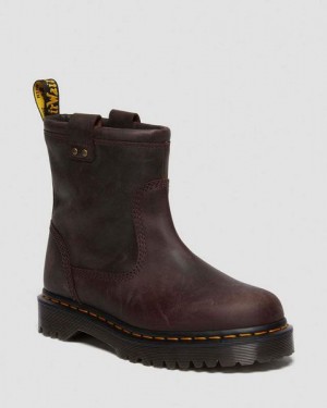 Dr Martens Anistone Lo Leather Men Biker Boots Dark Brown | USA-192385