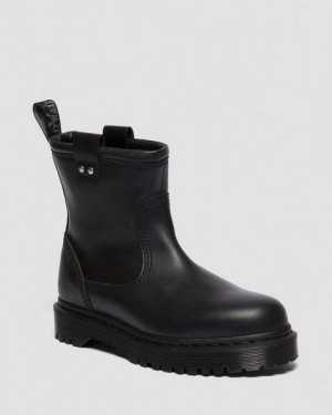 Dr Martens Anistone Lo Leather Women Biker Boots Black | USA-972184