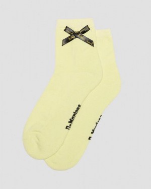 Dr Martens Ankle Bow Organic Cotton Blend Accessories Socks Lemon Yellow | USA-109327