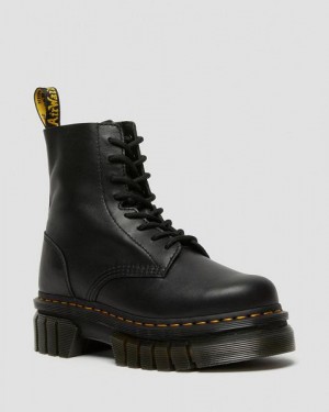 Dr Martens Audrick Nappa Leather Platform Women Ankle Boots Black | USA-458036