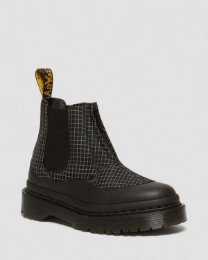 Dr Martens Bex Ripstop Grid Women 2976 Chelsea Boots Black / White | USA-185470