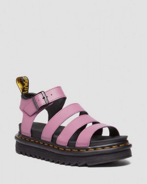 Dr Martens Blaire Athena Leather Women Strap Sandals Purple | USA-534716