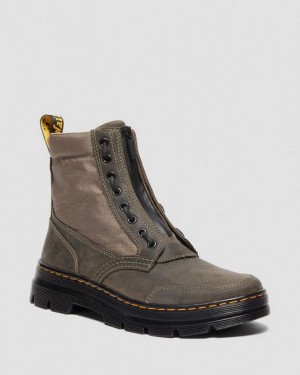 Dr Martens Combs Jungle Zip Women Casual Boots Khaki / Olive | USA-306819