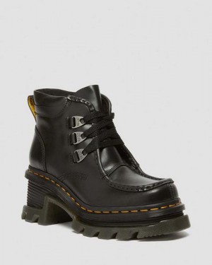 Dr Martens Corran 3-Eye Atlas Leather Women Heeled Boots Black | USA-187054