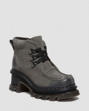 Dr Martens Corran 3-Eye Suede Women Heeled Boots Grey / Black | USA-596841