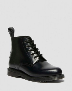 Dr Martens Emmeline Smooth Women Lace Up Boots Black | USA-247530