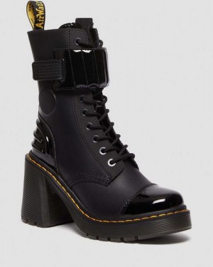 Dr Martens Gaya 10-Eye Alternative Leather Women Heeled Boots Black | USA-672309