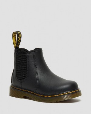 Dr Martens Infant/Toddler 2976 Softy T Leather Kids' Chelsea Boots Black | USA-126935