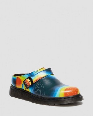 Dr Martens Isham Genix Nappa Reclaimed Thermal Map Leather Slingback Women Mules Multicolor | USA-842506