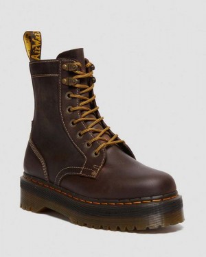 Dr Martens Jadon Arc Crazy Horse Women Platform Boots Brown | USA-902854