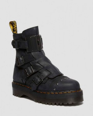 Dr Martens Jadon Hinge Men Platform Boots Black / Yellow | USA-238697