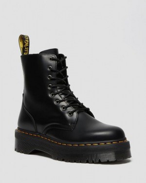 Dr Martens Jadon Smooth Leather Men Platform Boots Black | USA-608219