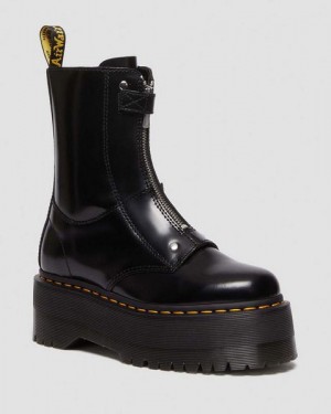 Dr Martens Jetta Hi Max Leather Women Platform Boots Black | USA-761385