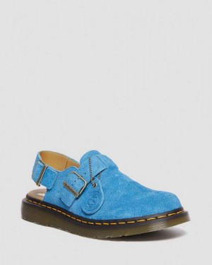 Dr Martens Jorge Made in England Suede Slingback Women Mules Blue | USA-625108