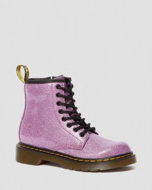 Dr Martens Junior 1460 Glitter Kids' Lace Up Boots Dark Pink | USA-362701