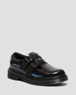 Dr Martens Junior 8065 Rainbow Patent Leather Kids' Mary Jane Shoes Black / Multicolor | USA-573941