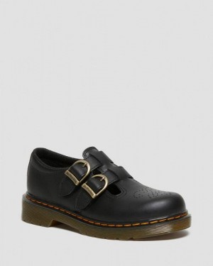 Dr Martens Junior 8065 Softy T Leather Women Mary Jane Shoes Black | USA-468317