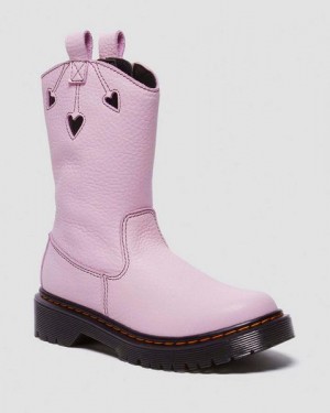 Dr Martens Junior Heart Nappa Patent Leather Kids' Pull On Boots Pink / Black | USA-230184